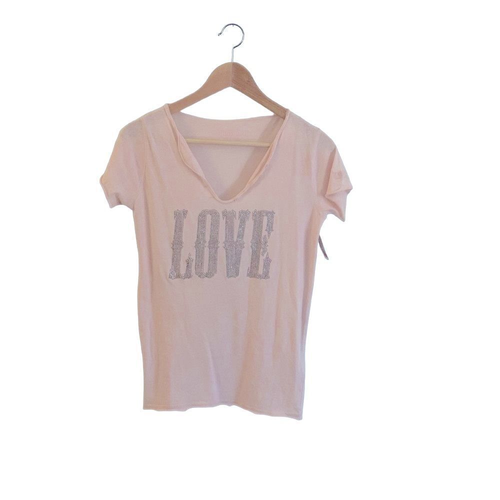 Zadig & Voltaire Women's Sequined Love Detail V Neck T-shirt Size XS
